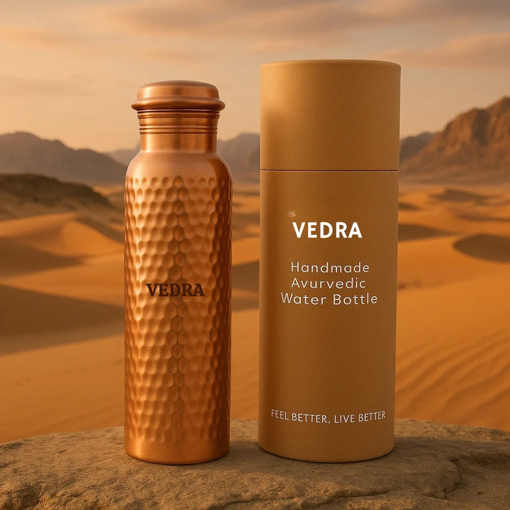 HÅNDLAGET AYURVEDISK VANNFLASKE I KOBBER