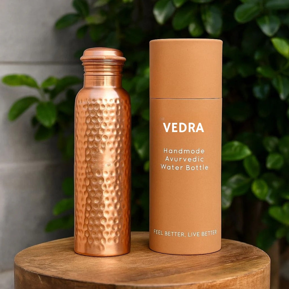 HÅNDLAGET AYURVEDISK VANNFLASKE I KOBBER