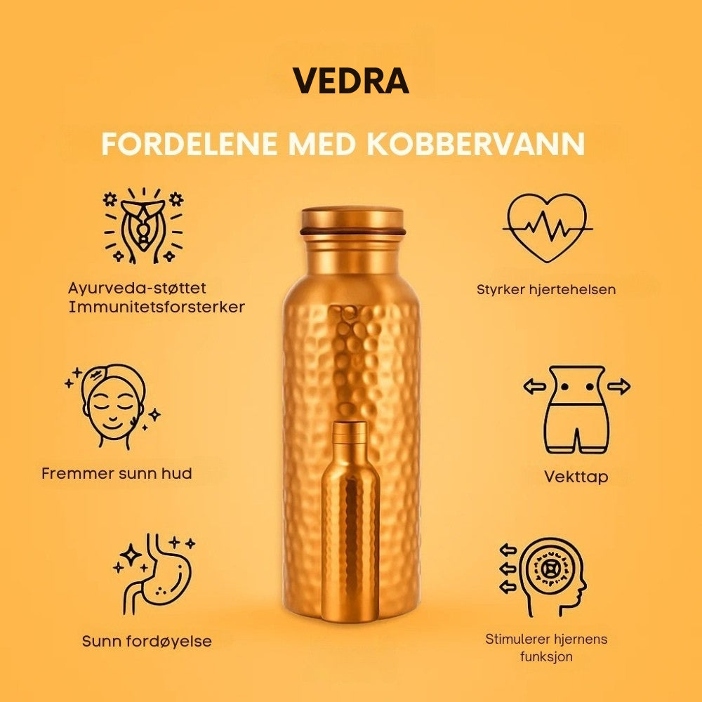 HÅNDLAGET AYURVEDISK VANNFLASKE I KOBBER