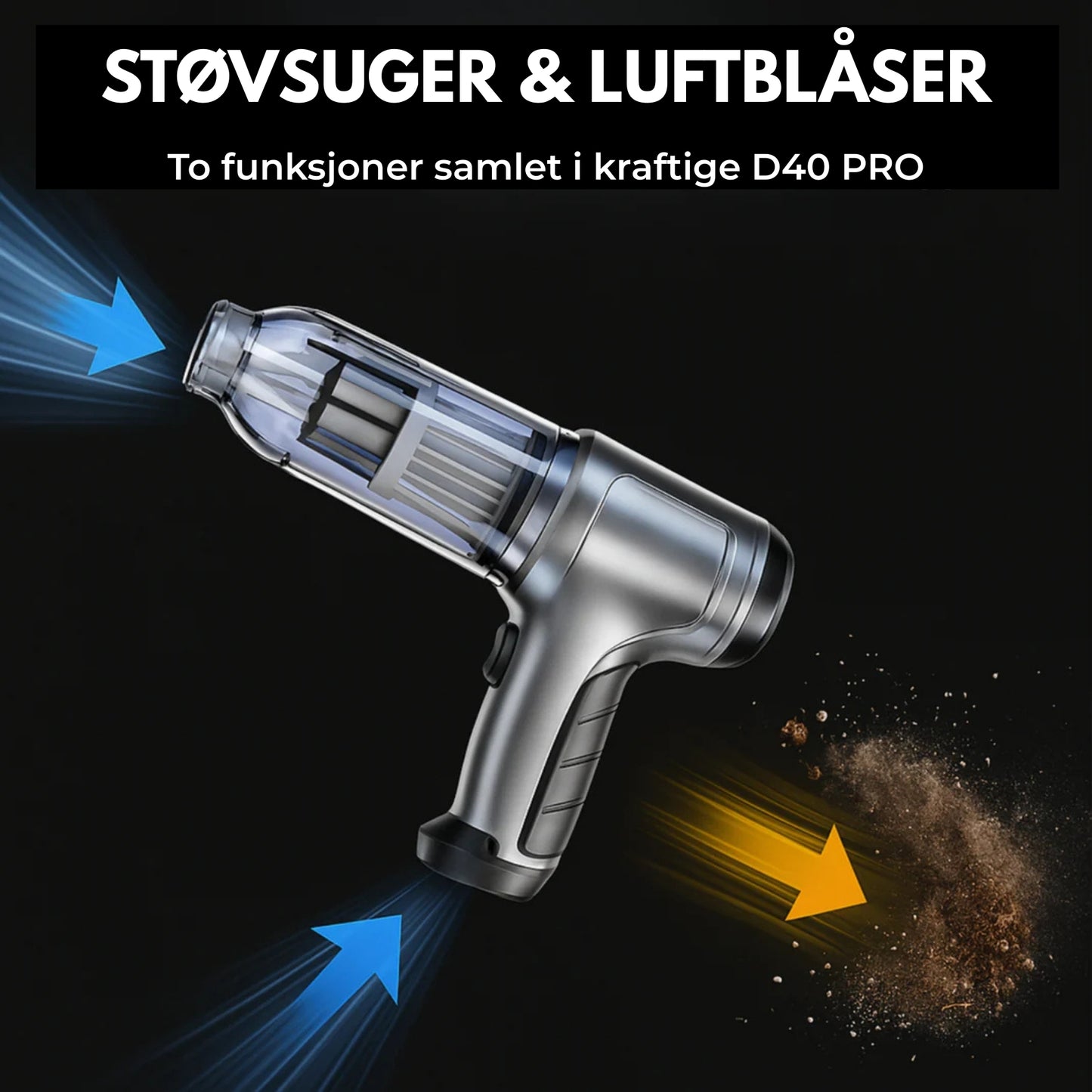 D40 PRO™ – Kraftig Trådløs Støvsuger, Opptil 72t Batteritid