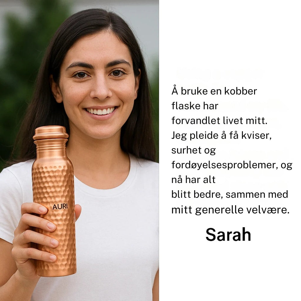 HÅNDLAGET AYURVEDISK VANNFLASKE I KOBBER