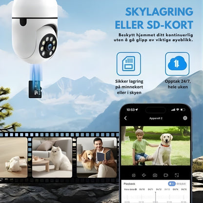 4K Smart Lyspære Kamera – WiFi E27 Sokkel Overvåking