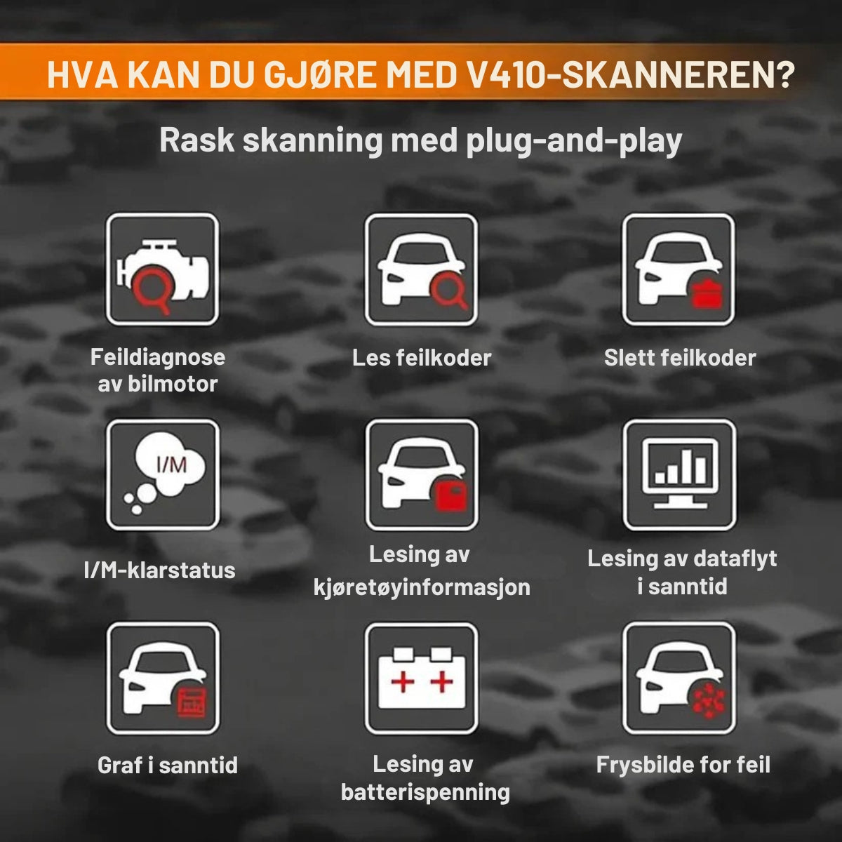 Rask Bilscanner for Feildiagnose OBD2
