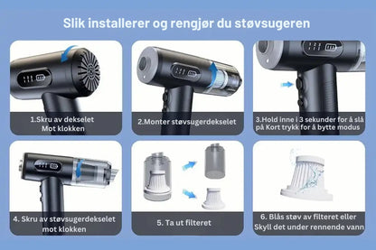 Stegvel | Bærbar 3-i-1 trykkluft, støvblåser og støvsuger
